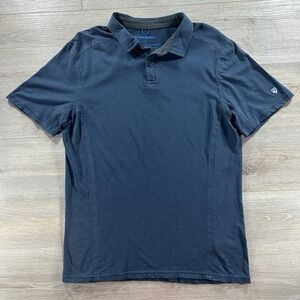 KÜHL KuhlTouch Polo Shirt Mens Large Blue Organic Cotton Tencel Casual Outdoor